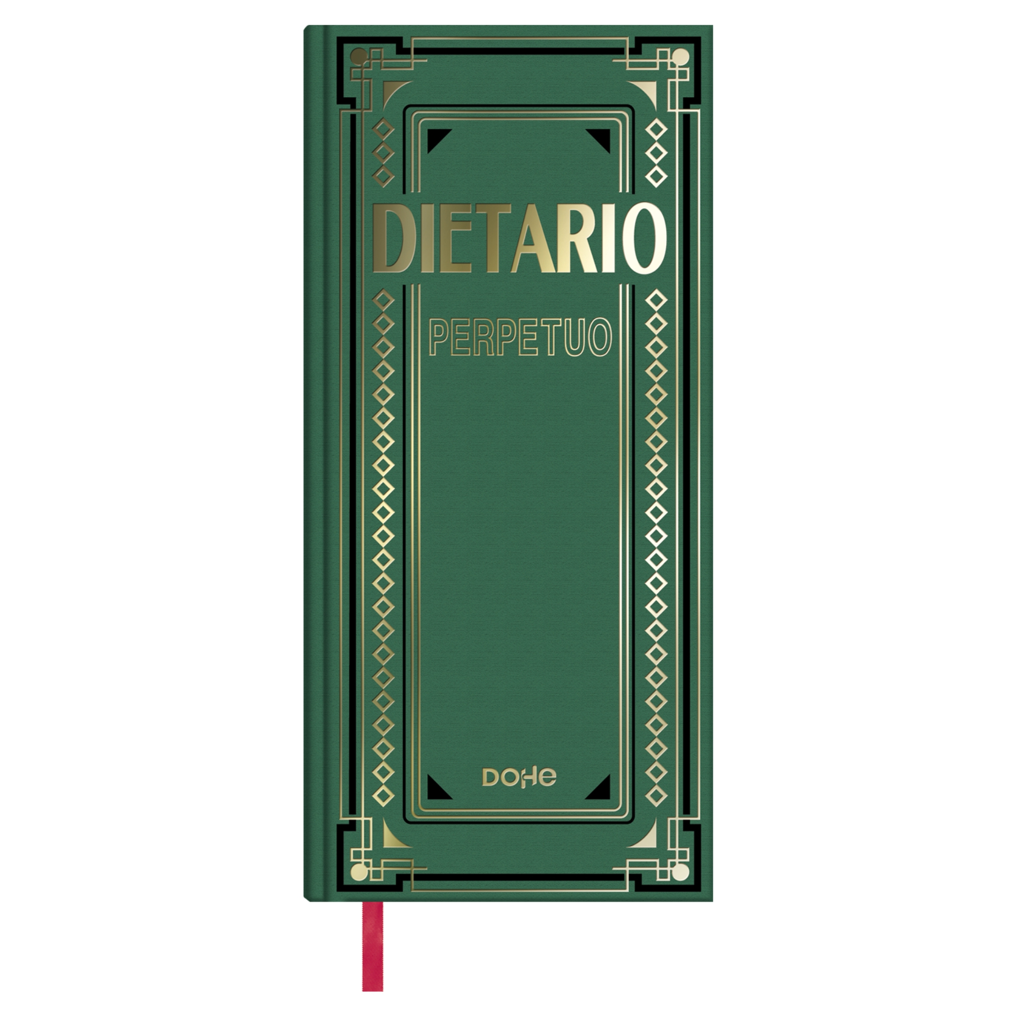 Dietario perpetuo DOHE - Dietario 2/3 de folio, día página, 14,5 x 31 cm, tapa dura forrada, color verde / Ref: 11155