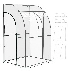 Invernadero adosado Outsunny, invernadero para balcón, cubierta de PVC reforzado, estructura de acero, 2 puertas enrollables con cremallera, para verduras, plantas y flores, interior y exterior, 143 x 118 x 212 cm, transparente