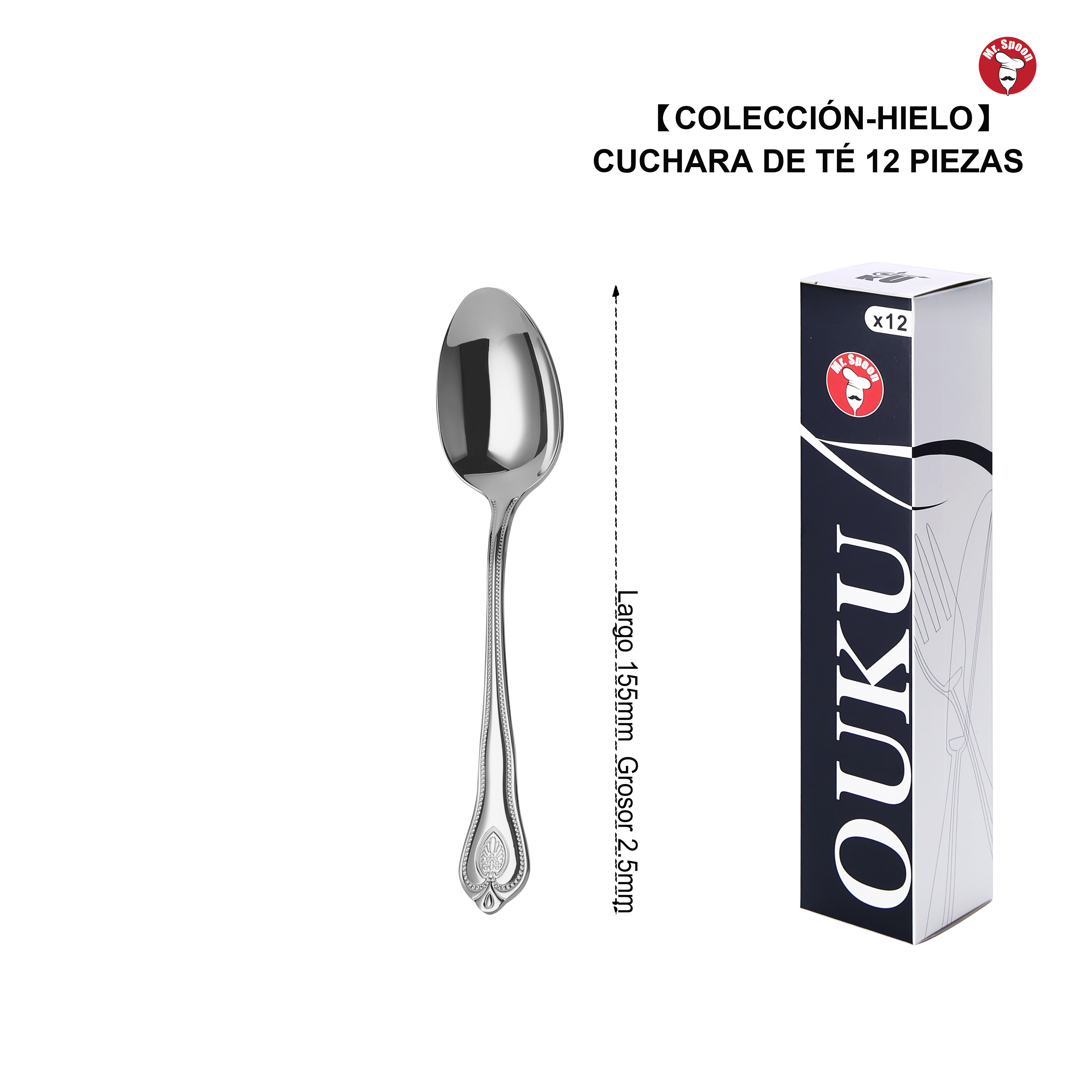 Mr.Spoon Serie Hielo Cubiertos Premium Acero Inoxidable 18/10 Plata, Alta Calidad, Apto para Lavavajillas, Cubiertos Individuales con Múltiples Opciones: Cuchillo, Tenedor, Cuchara, Postre, Fruta y Café, Cubertería Moderna para Cocina Hogar Restaurante