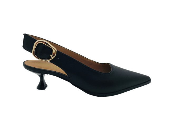 Zapato destalonado Gioseppo Mujer: Tacón bajo cómodo, diseño elegante con hebilla dorada, ideal para oficina y eventos