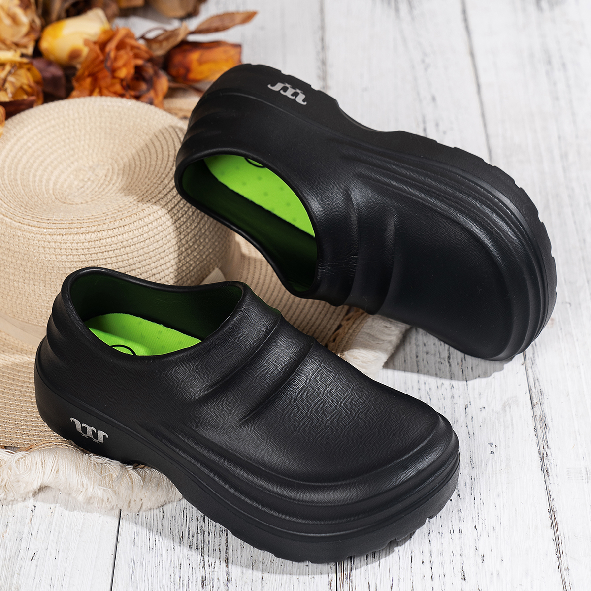 TK Zapatillas De Cocina Para Mujer Con Suela Gruesa Impermeables Antideslizantes Resistente Al Aceite Comodidad Suave Suela