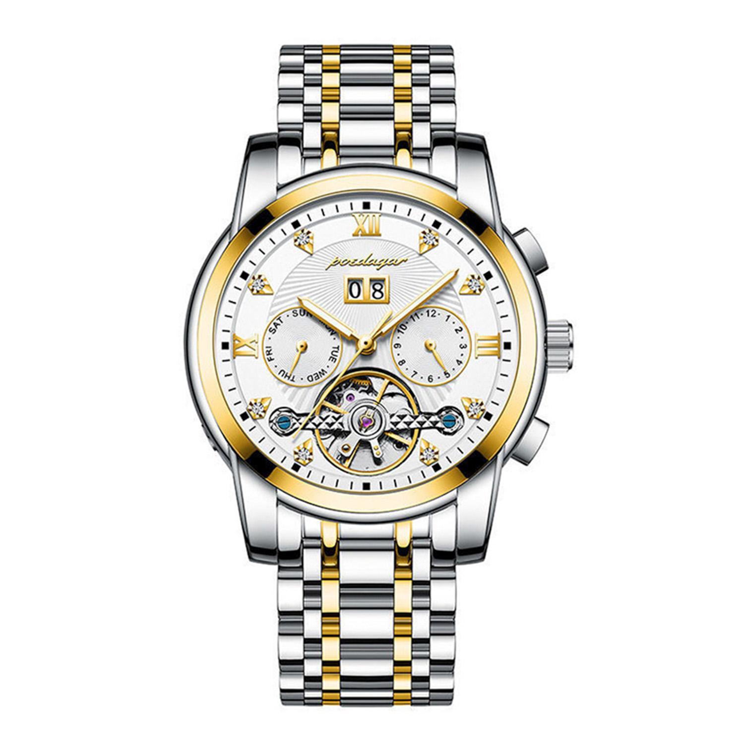 Relojes para hombre Reloj de pulsera mecánico esqueleto automático con resistente al agua