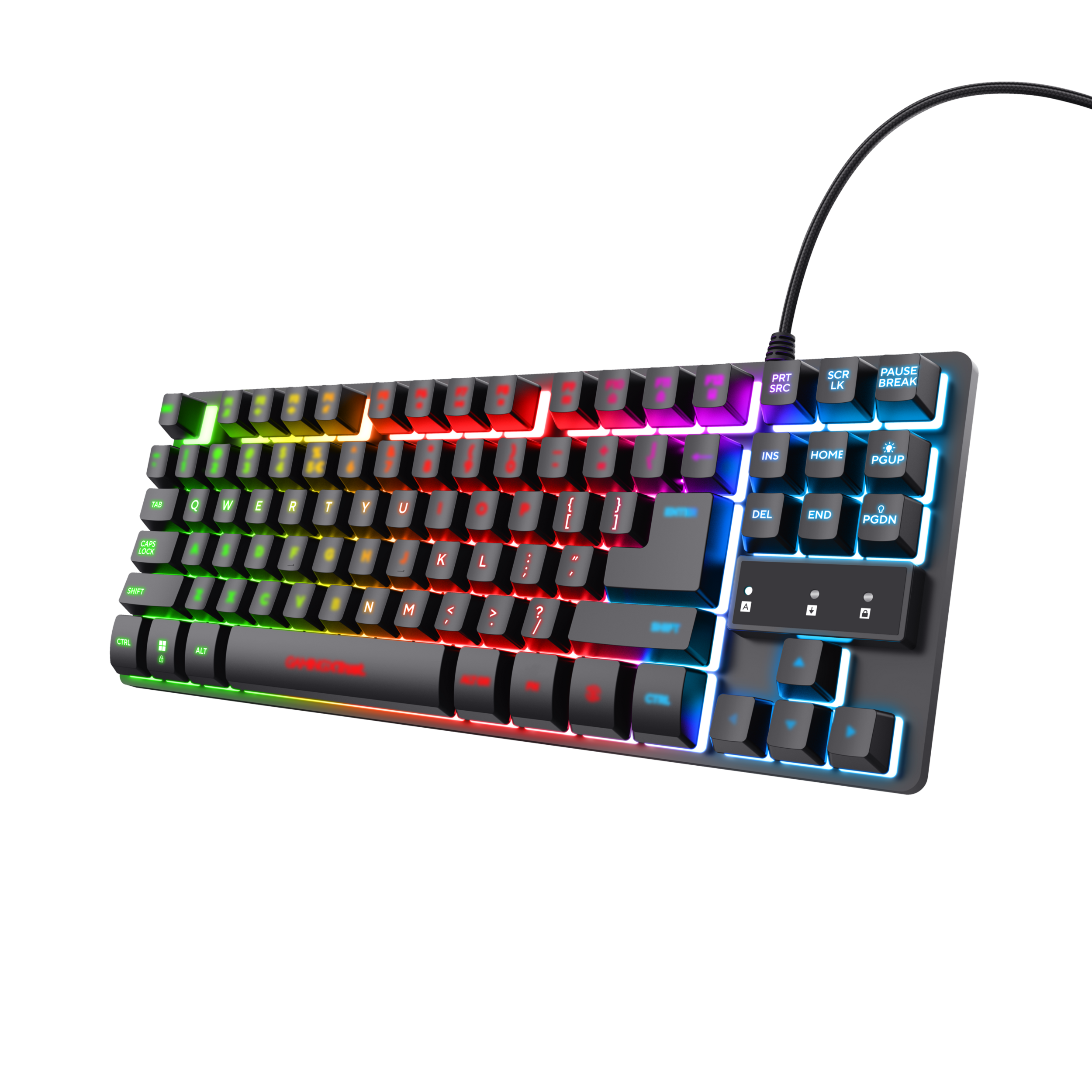 Teclado Gaming Trust Gxt 833 Thado Tkl, Compacto Con Iluminación Led Multicolor, Diseño Tenkeyless Para Mayor Espacio, Función Anti-Ghosting, 12 Tecla