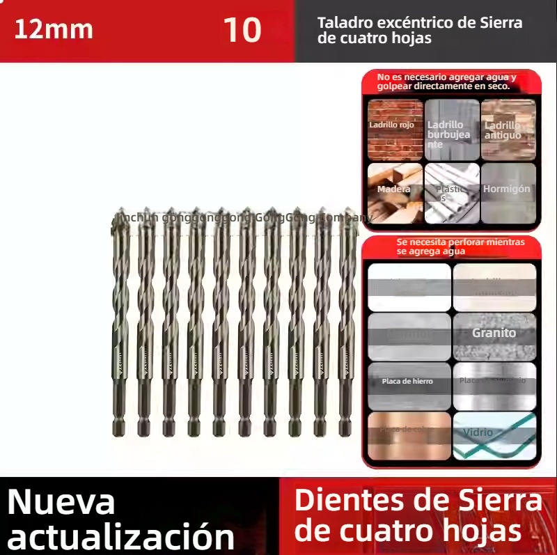 Broca de sierra de cuatro filos, broca para perforar cerámica, vidrio, mármol, hormigón y acero inoxidable en seco (para toda clase de baldosas)