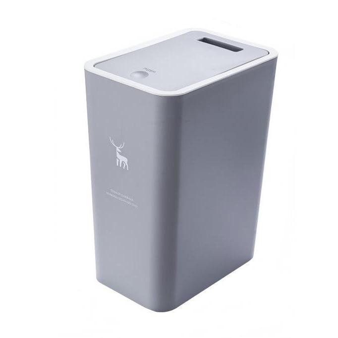 Cubo de Basura Moderno con Tapa Pulsador Press - Cubo de Basura Estrecho Anti-Olores para Baño, Cocina, Salón y Oficina | Diseño Nórdico