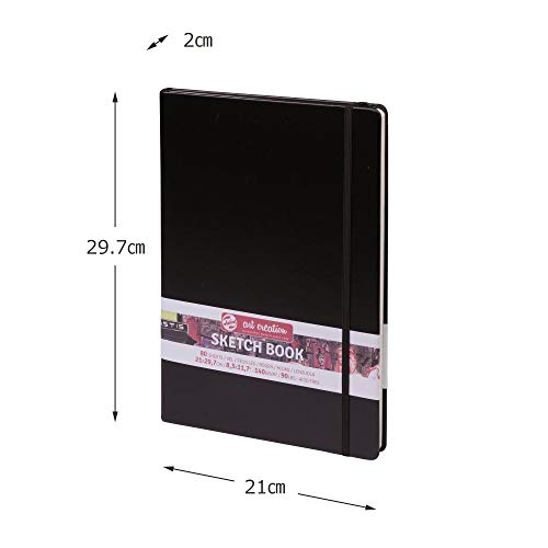 C.A | Royal Books Royal Talens Arte Creación Bosquejo Trasero Duro Negro Libro Cuaderno Bocetos, 80Hojas, 140Grs