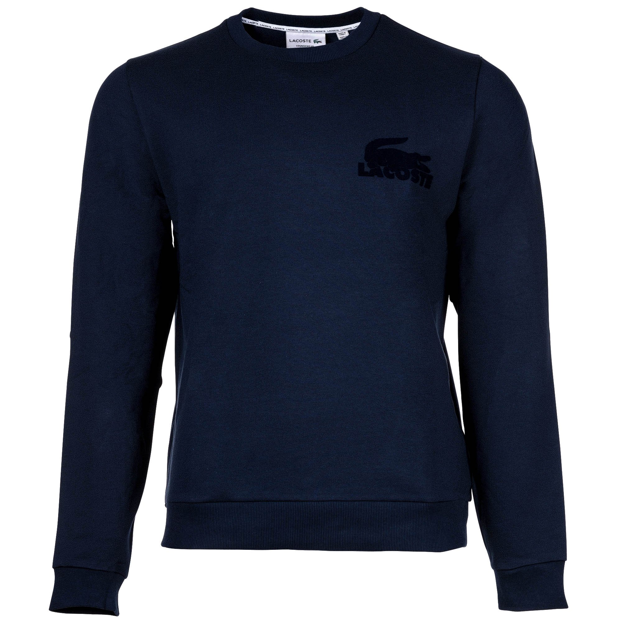 LACOSTE sudadera hombre - loungewear, básica, cuello redondo, algodón