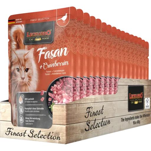 Leonardo Comida Húmeda Menú Faisán + Arándano Rojo para Gatos 16x85 gr