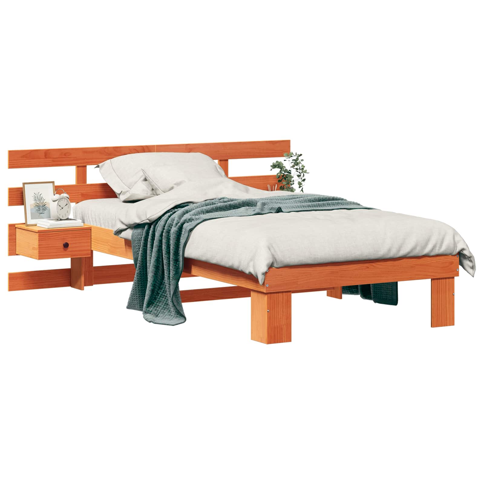 vidaXL Estructura de cama con cabecera Madera de pino macizo Cama Plataforma Multitalla