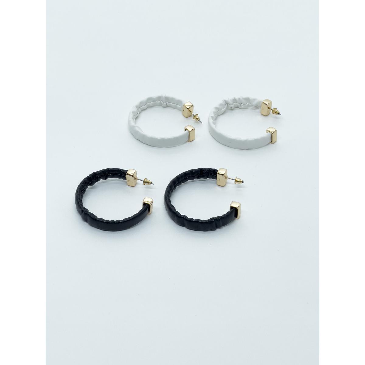 Koroshi - Pendientes aros mujer multicolor con efecto piel y acabado metalizado, diseño bicolor combinable para looks neutros o denim