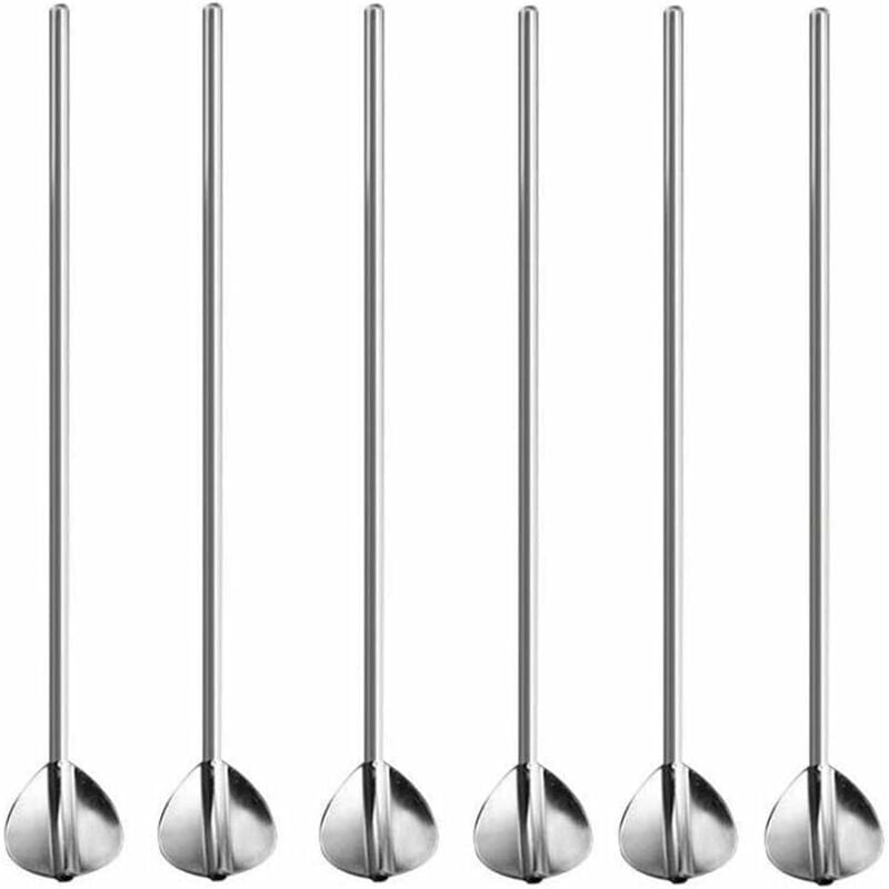 CA - 6 pajitas reutilizables con forma de corazón de acero inoxidable, de metal, para café, té, viajes en familia
