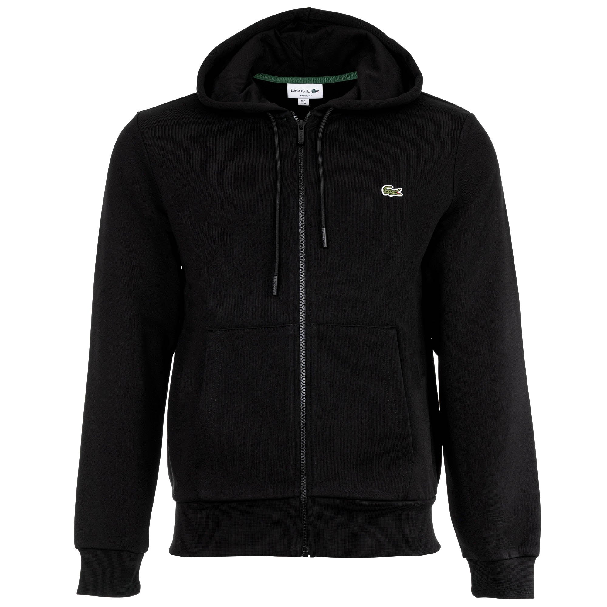 LACOSTE chaqueta de chándal con capucha para hombre - cremallera, vellón cepillado, mezcla de algodón