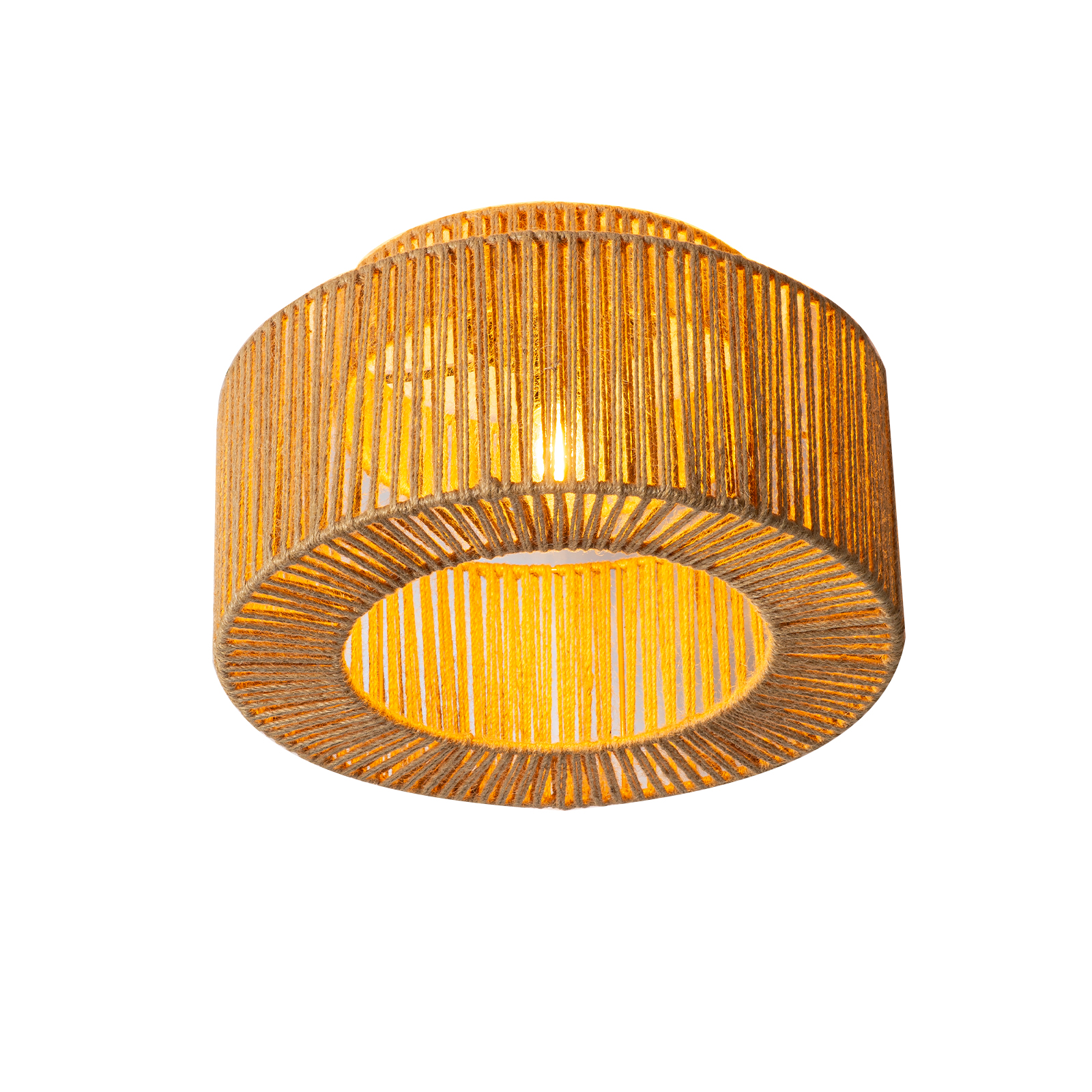 ALPINALUZ Lámpara de Techo “Yutora ” Ø40 cm de Cuerda de Yute Natural, Diseño Artesanal, Estilo Rústico Boho, para Salón, Dormitorio o Entrada