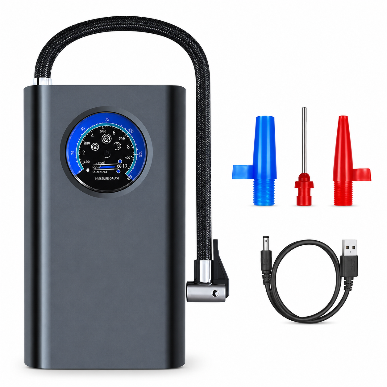 Inflador de ruedas, compresor electrico de aire para coche, inflador de neumaticos portatil para coches, bicicletas, globos, colchones, etc. MDHL