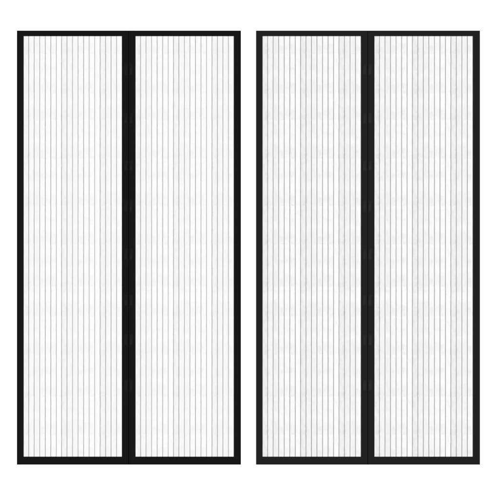 vidaXL Cortinas Mosquitera Magnética para Puerta (2 unidades) Negro Tela Contra Insectos Dimensiones 200 x 80 cm,  210 x 100 cm,  210 x 90 cm y mas
