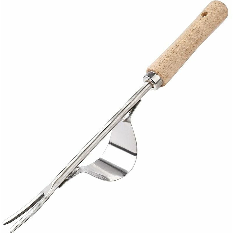 CA Desmalezadora manual de acero inoxidable con mango de madera, 32 cm de largo, 1 unidad