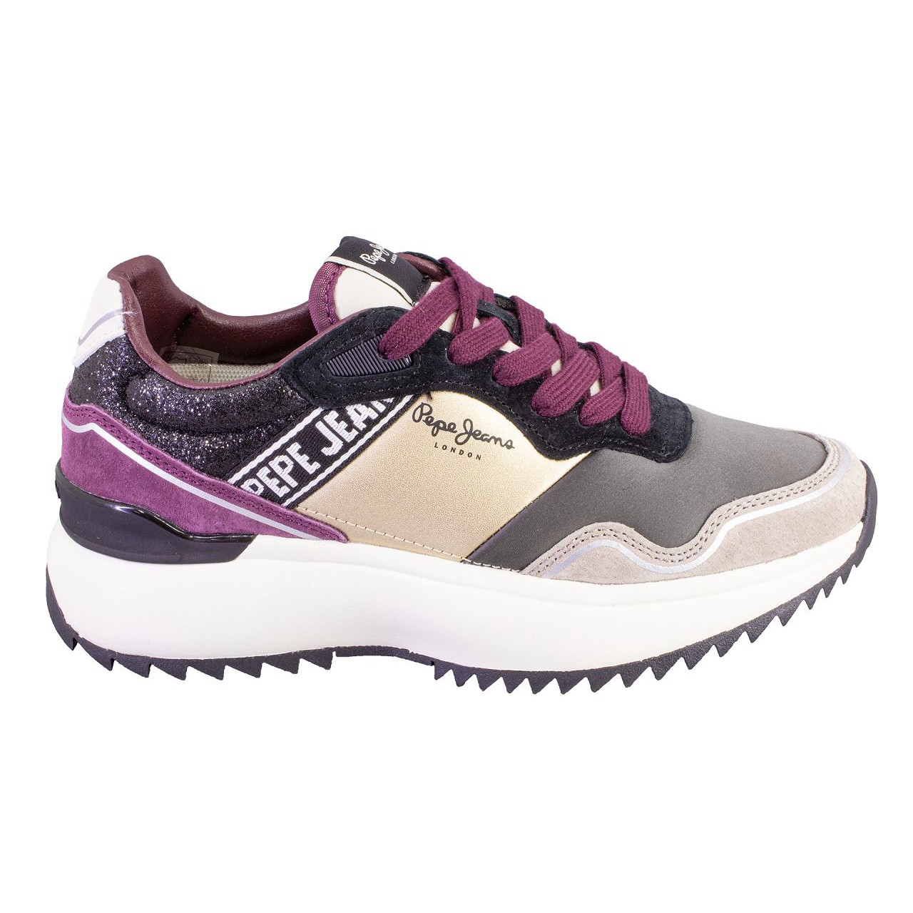 PEPE JEANS PLS600028 Zapatillas casual de mujer gris y burdeos 625