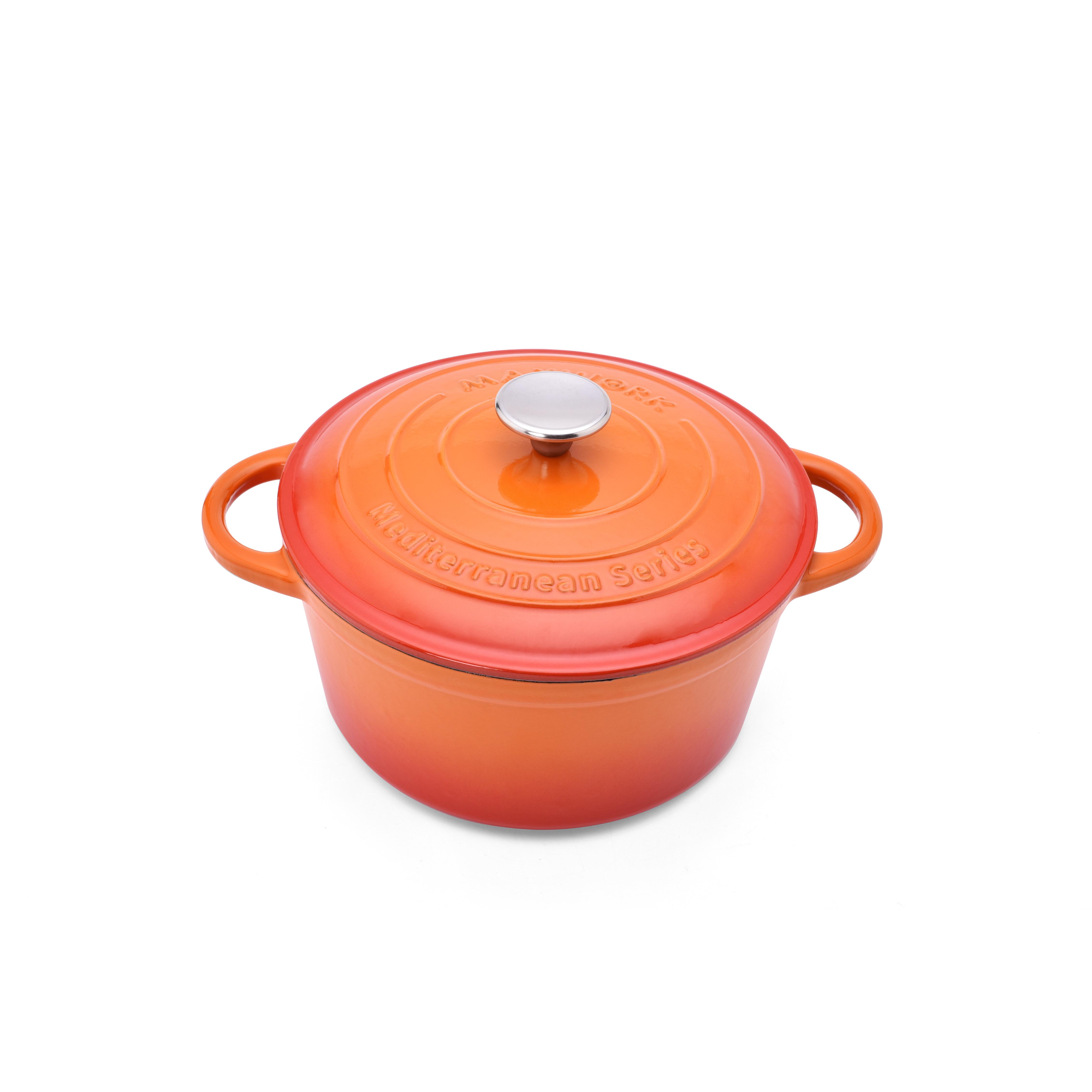 MAXWORK Cocotte Olla Esmaltada de Hierro Fundido, Cocotte Redonda, Olla de Sopa Φ22 Φ24 Φ26