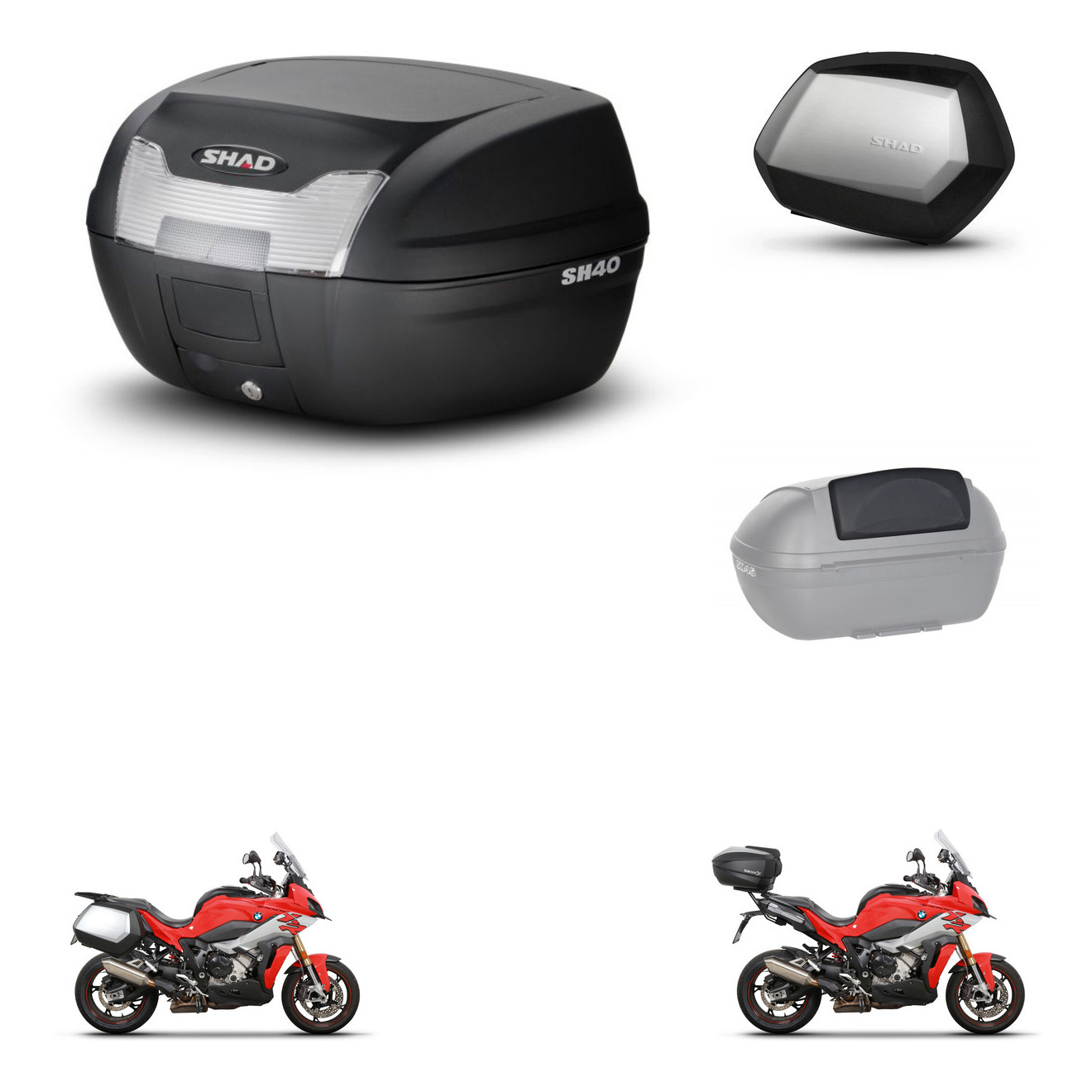 Maletas Laterales + Baul Trasero + Respaldo De Pasajero + Herraje Montaje + Herraje 3P Sh40 Sh 40 2011 Sc Sh35 Premium KIT-248290