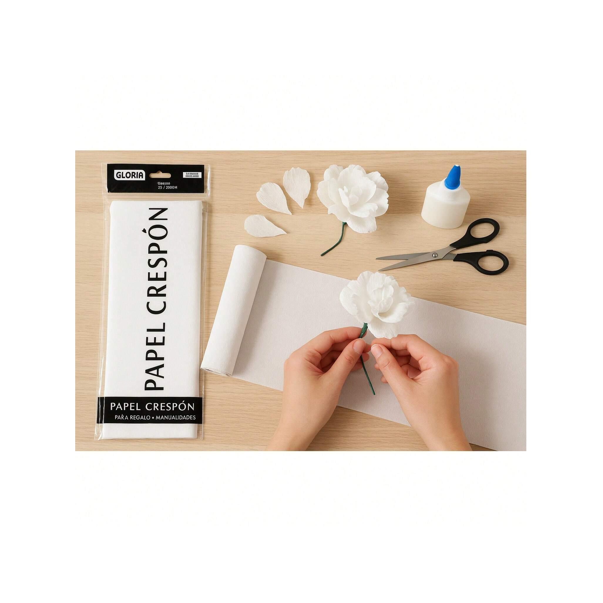 12pcs Papel Crespon para Manualidades – 50x250cm o 50x66cm – Blanco, Colores Surtidos o Metalizado – 25g/105g – Ideal para Decoraciones, Regalos y Artesanía