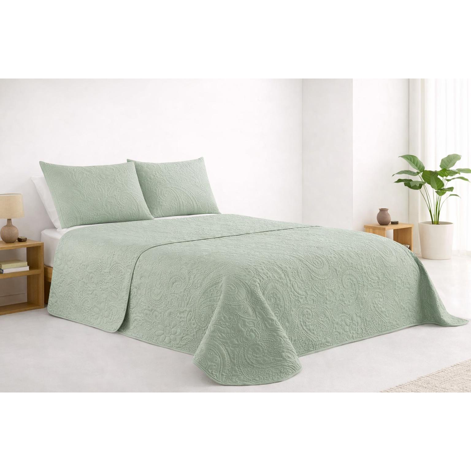 Colcha Bouti Estampado para Verano y Entretiempo, Colcha para Cama 100% Poliester, Colcha Cubre Cama para Cama 90/105/135, Suave, Blanco con Funda de Cojin 45x70cm. ✅ Entrega en 48-72h