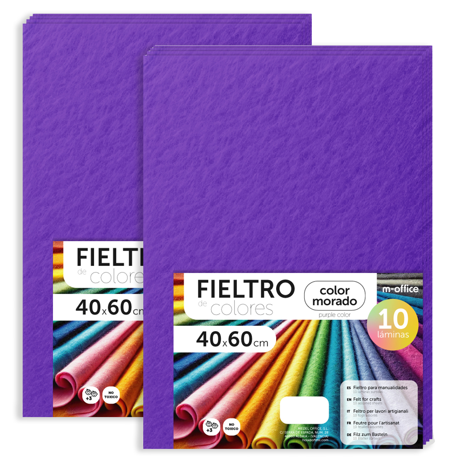 Fieltro para Manualidades, Fieltro de Colores, Suave y Flexible, Material para Costura, Telas Patchwork, Ideal para proyectos DIY, artesanía o decoración, 40x60cm - m-office (morado, 20 uds)