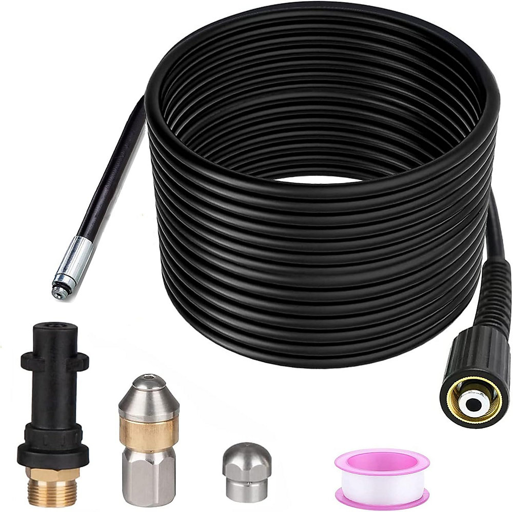 CA Manguera de limpieza de desagües KEH de 15 m para hidrolimpiadoras K2-K7/HD/HDS con 2 boquillas G1/8, 180 bar