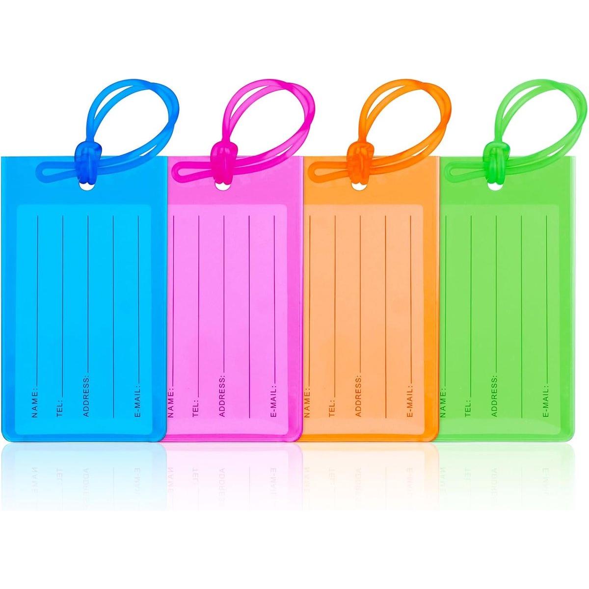 Om Home etiquetas para equipaje - etiquetas de PVC impermeables - etiquetas personalizadas - etiquetas con nombre/tarjetas de identificación - con cordón - para bolsas de viaje, equipaje facturado, maletas, bolsos para portátiles, mochilas - 11 x 6,5 cm