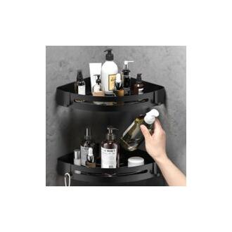 CA Estante de ducha autoadhesivo de acero inoxidable sin taladro, paquete de 2 (negro)