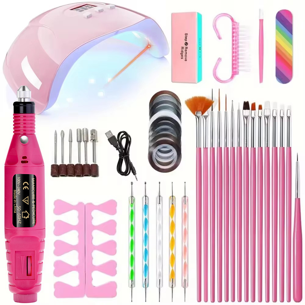 TK Kit Profesional De Esmeriladora Eléctrica USB Para Uñas Con Lámpara LED UV Para Manicura Y Secado De Gel Conjunto De Inicio Para Acrílico
