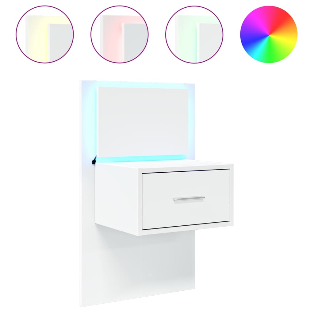 Vidaxl Mesita de Noche de Pared con Luces LED Blanco