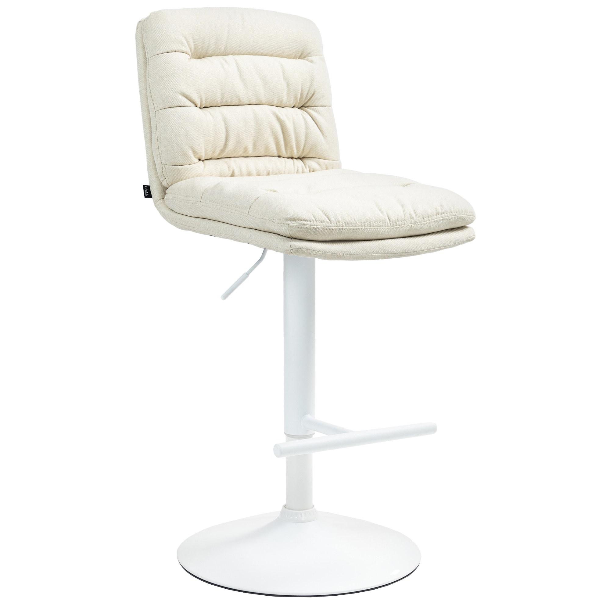 Taburete de bar Damar en tela Crema,Blanco