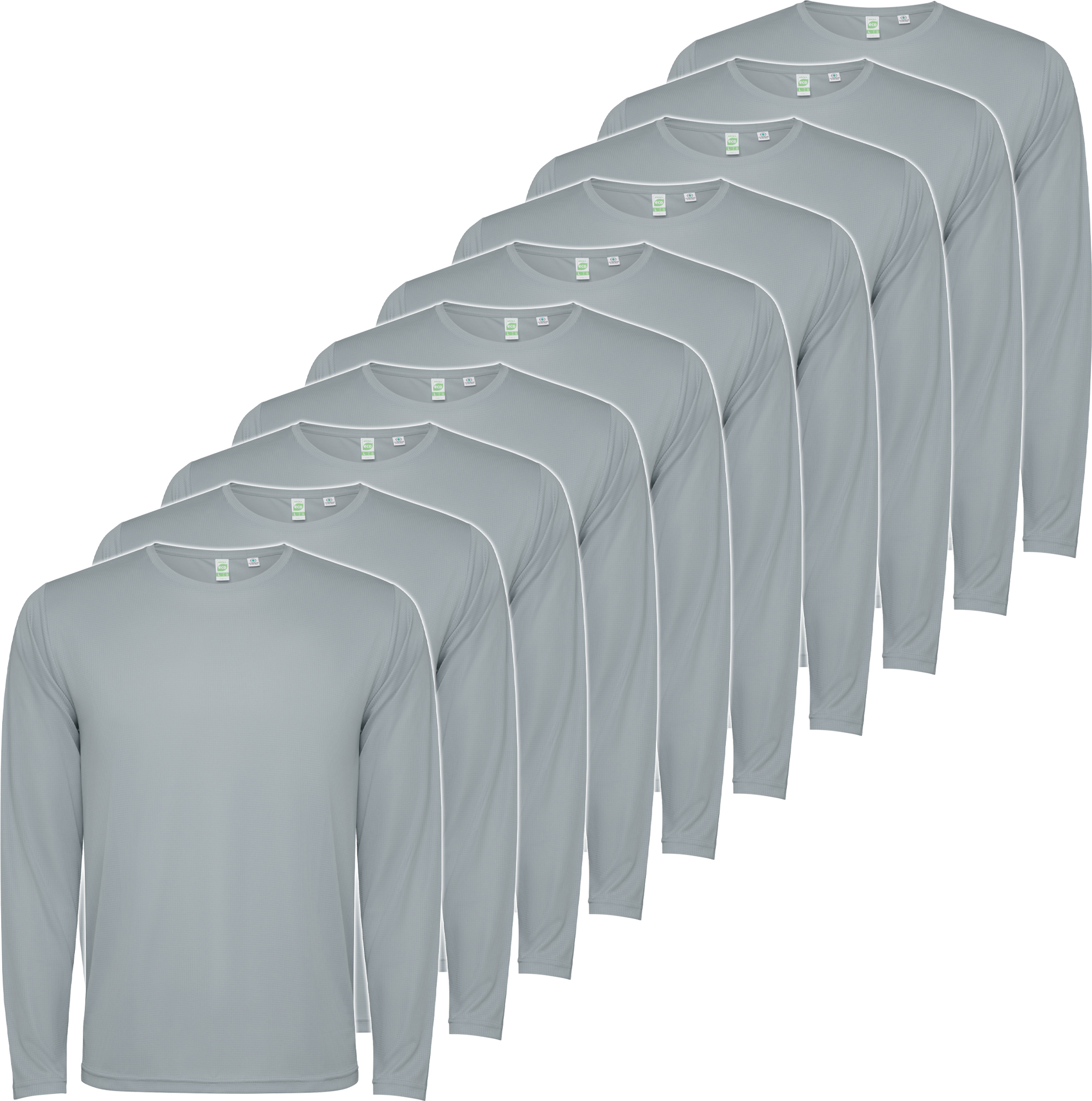 PACK 10 | Camiseta Técnica Manga Larga | Poliéster | Transpirable | Roly
