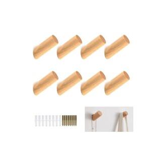 CA 8 ganchos de madera para colgar en la pared, ideales para la entrada, para colgar bolsos, ropa y bufandas en el dormitorio y la sala de estar.