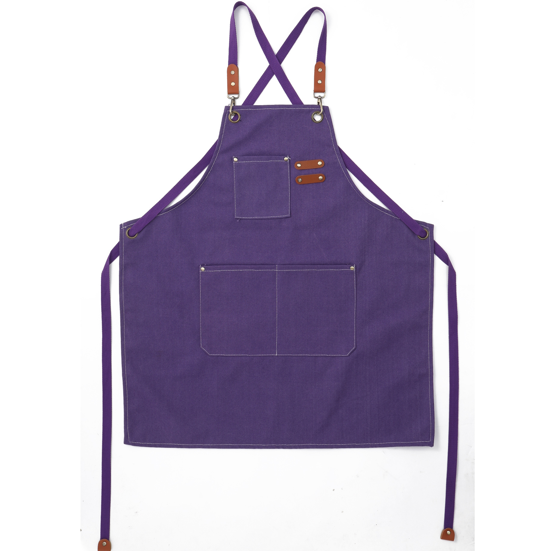 CA Delantal de Lona de Algodón con espalda Cruzada para Pintura Artística y jardinería, delantal con 3 bolsos, impermeable, ajustable, 1 UnidadITO