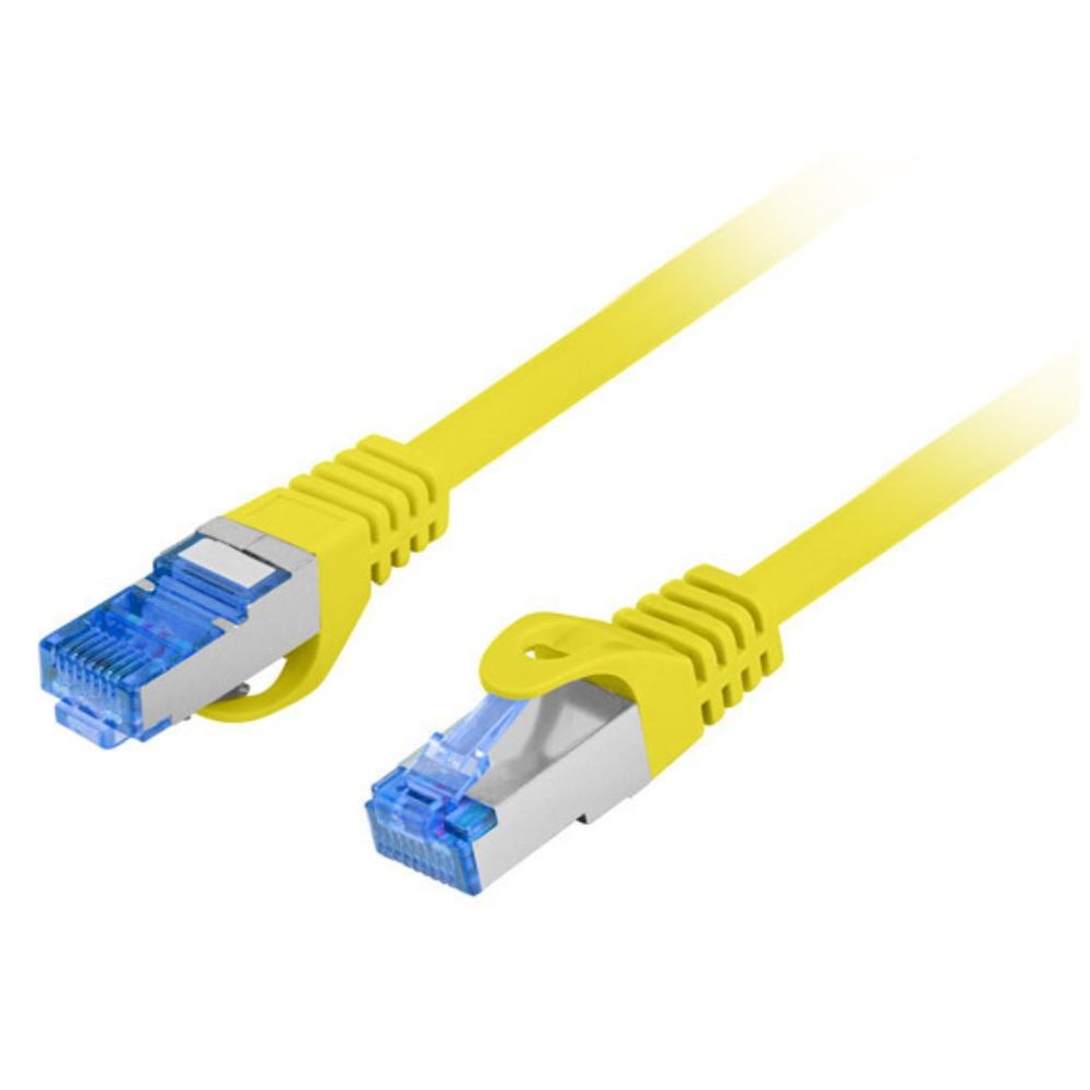 Lanberg - Cable de red Cat6a PCF6A-10CC S/FTP (S-STP) amarillo de 0,25 m para redes locales de alta velocidad, 10 Gbps, blindaje total contra interferencias, conectores RJ-45 rectos y carcasa LSZH segura ante incendios