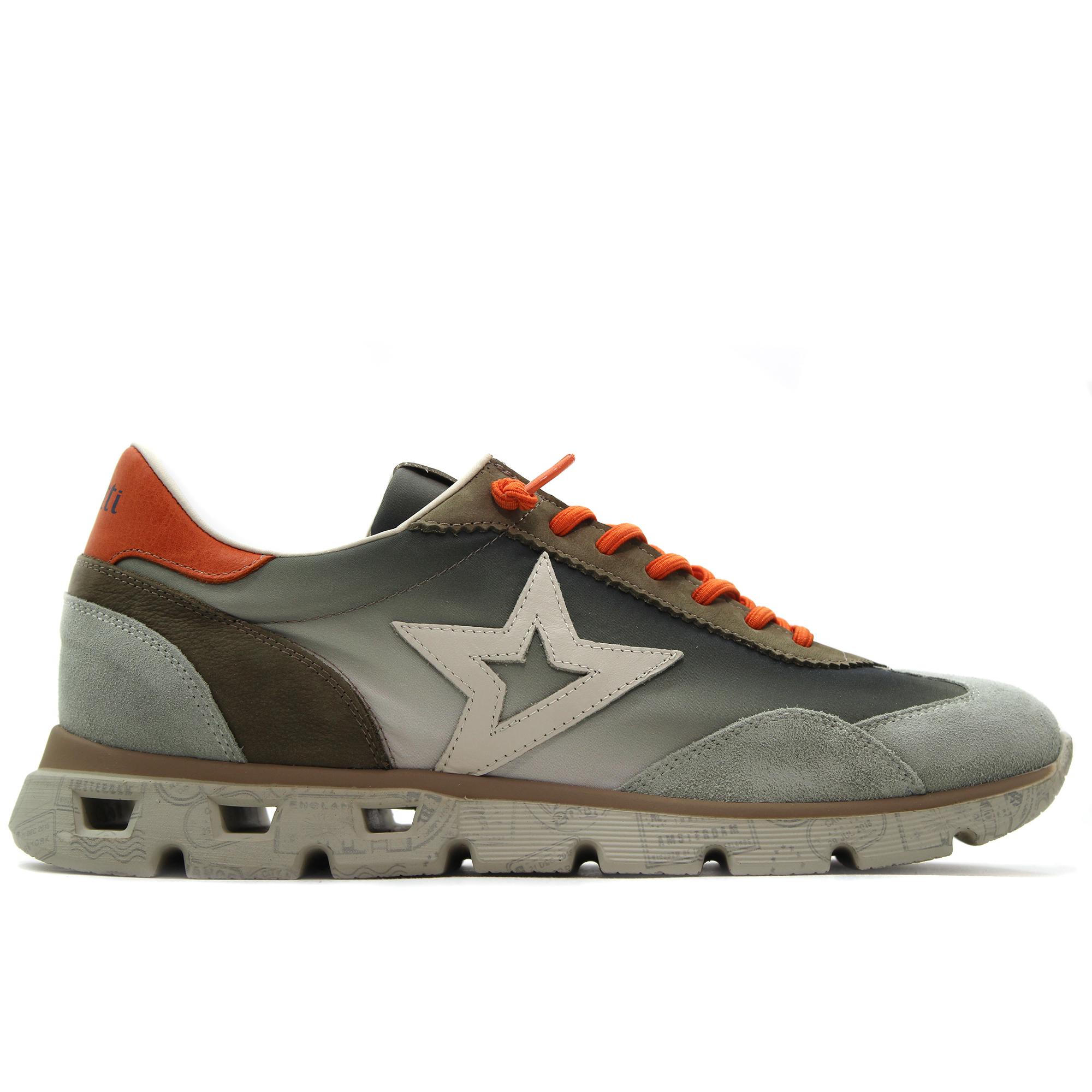 Cetti C-1259 Sneakers casual de piel serraje y lona, cordones elásticos, suela de goma, para caballero