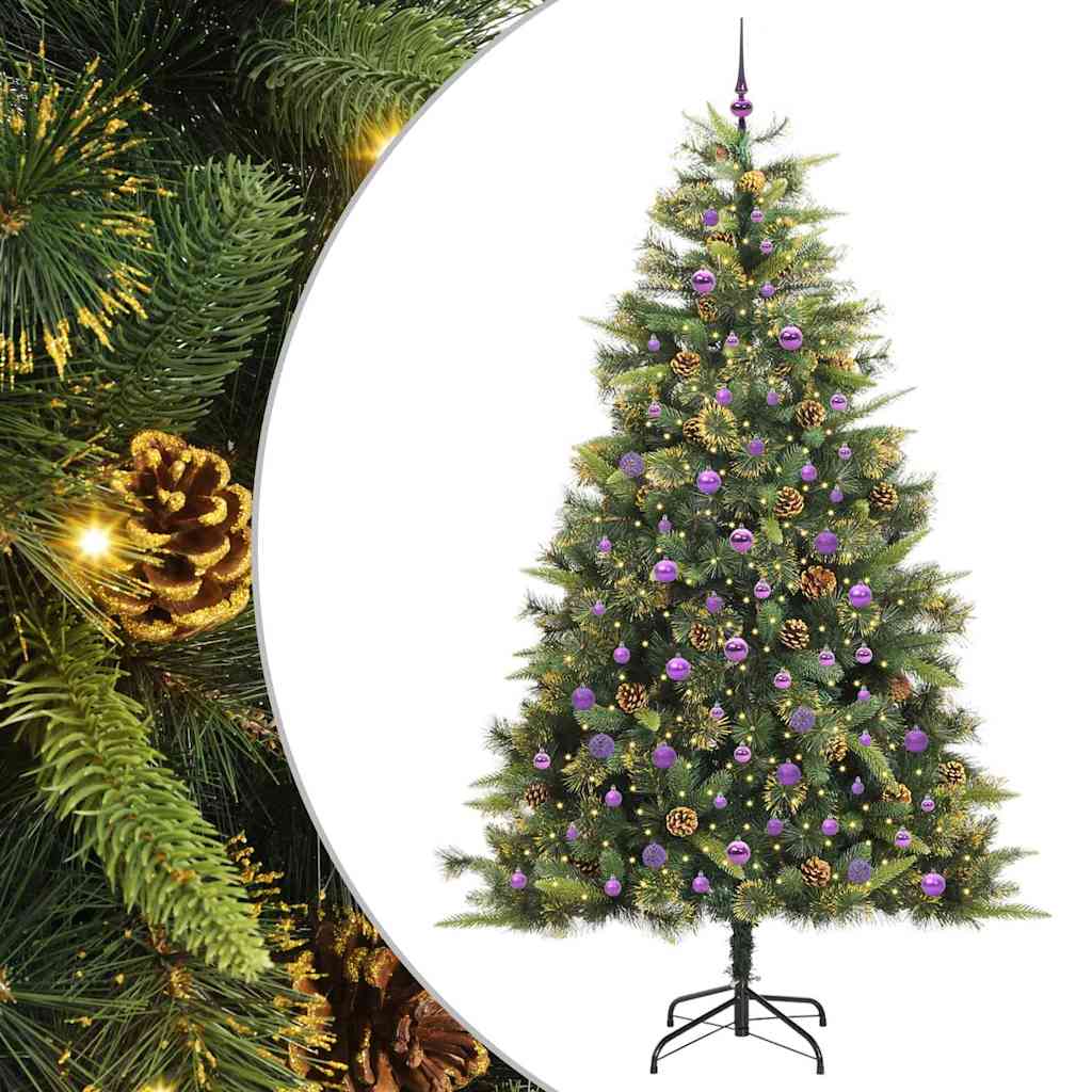 vidaXL Árbol de Navidad artificial con ramas plegables y conos 240 cm