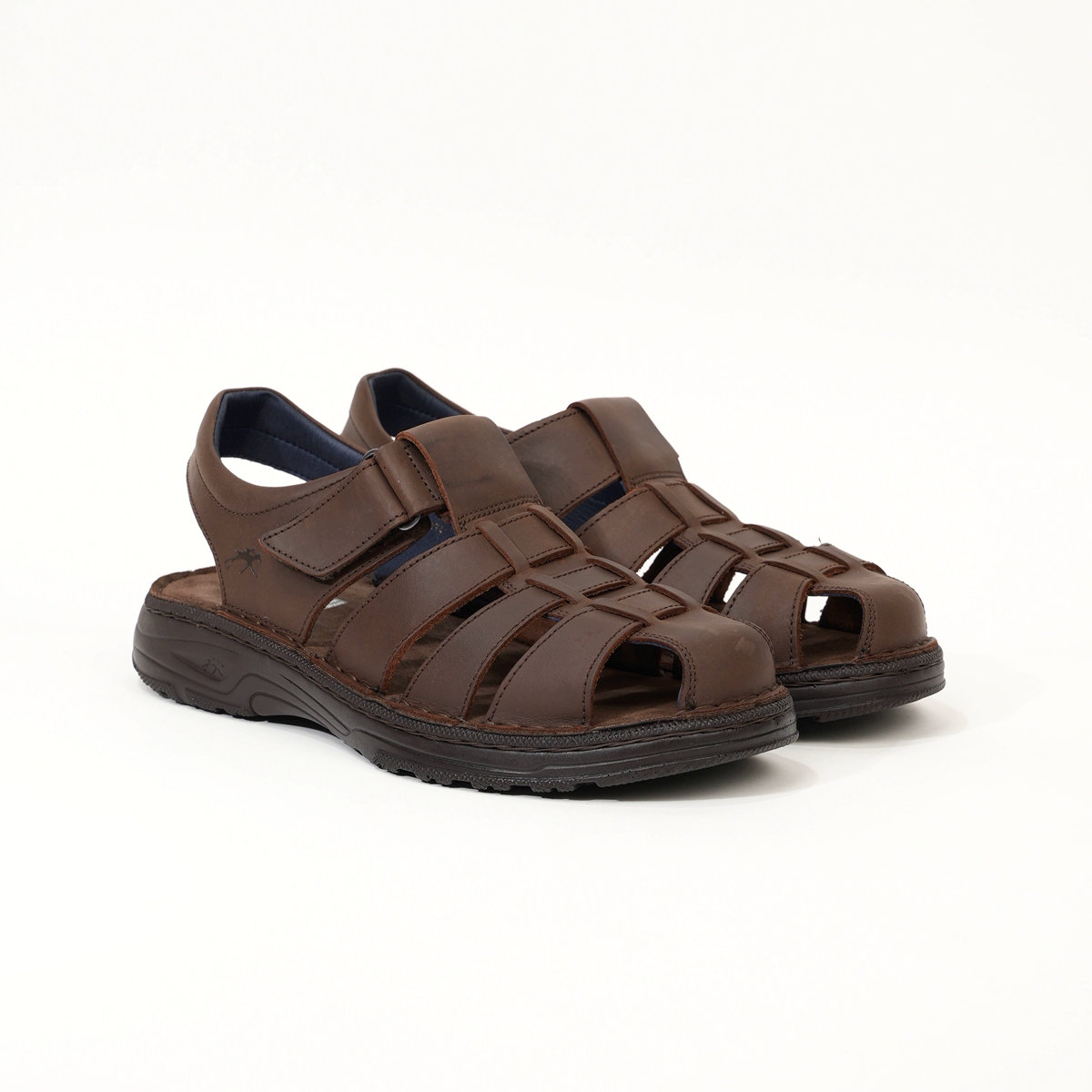 Fluchos - Sandalias para Hombre F2198 Marrón en Piel con Ajuste Velcro