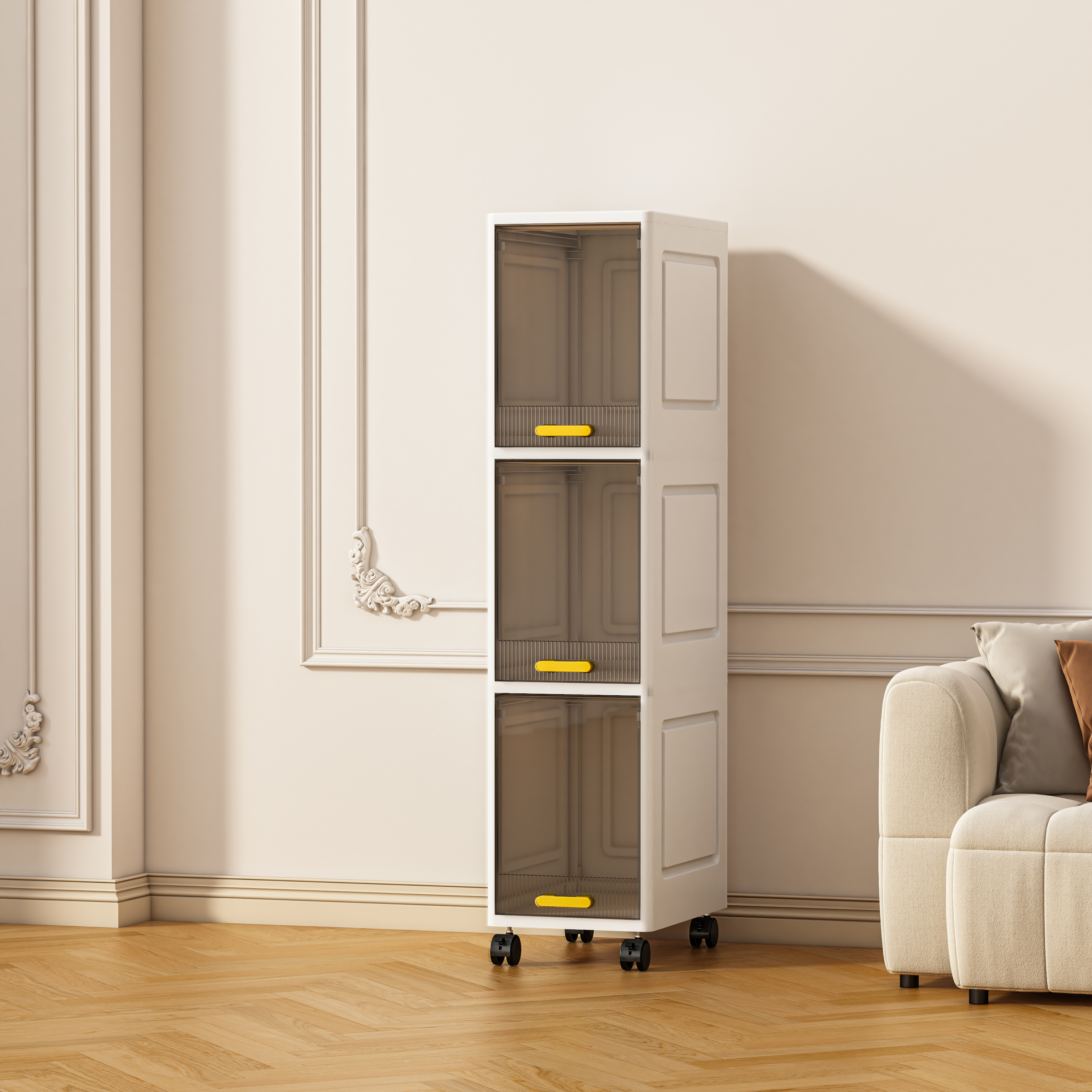 Carrito de Almacenamiento plegable de 3/4/5 Niveles con Ruedas, Organizador de Cocina y Baño de Plástico, Mueble Auxiliar Multiusos para Espacios Estrechos, Mueble plegable de organización