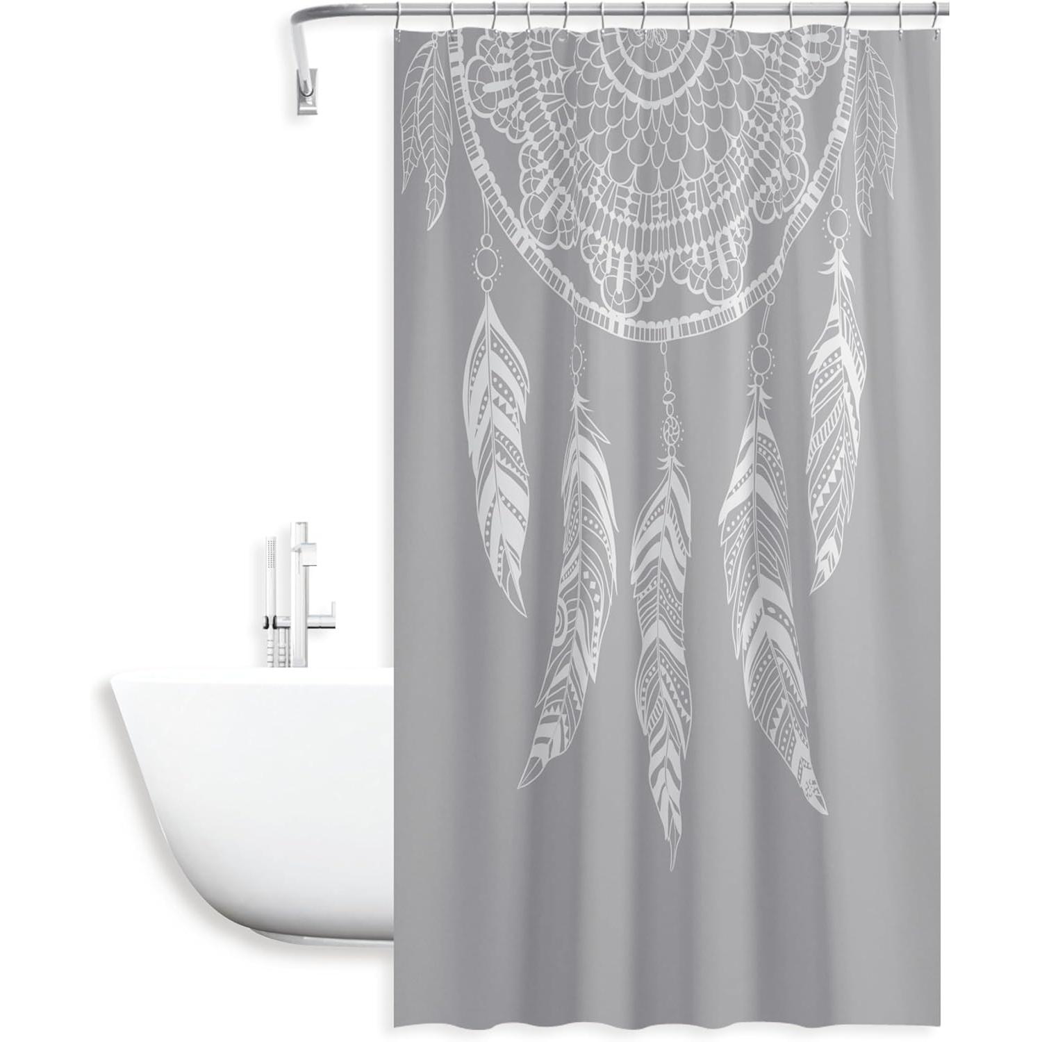 C.A | Cortina de Baño Impermeable | 180x180 cm | 100% Poliéster | Antimoho, Secado Rápido | Incluye 12 Ganchos