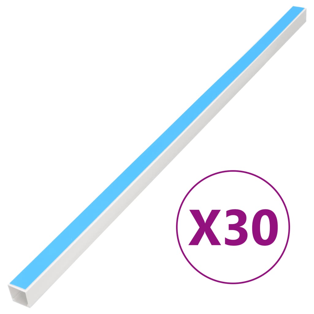 vidaXL Canaletas para Cables Autoadhesivas Cubiertas Canales de Cableado PVC (30 unidades) Dimensiones 10 x 10 mm 30 m,  15 x 10 mm 30 m,  20 x 10 mm 30 m y mas