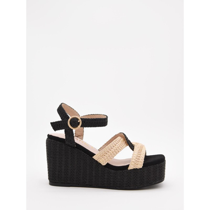 Sandalias De Cuña Con Forma Para Mujer Montevita Pretir 105040