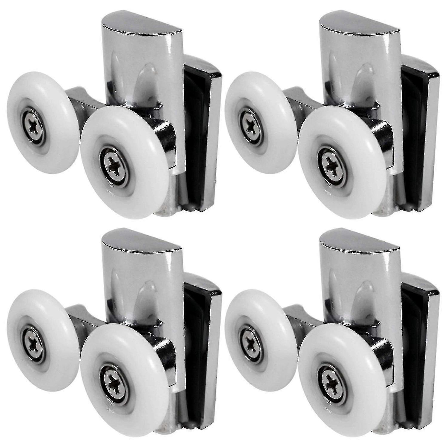 TK 4pcs Shower Door Wheels 23mm Shower Door Rollers Heavy Duty Zinc Alloy Dual Wheel For Both Flat Sli
