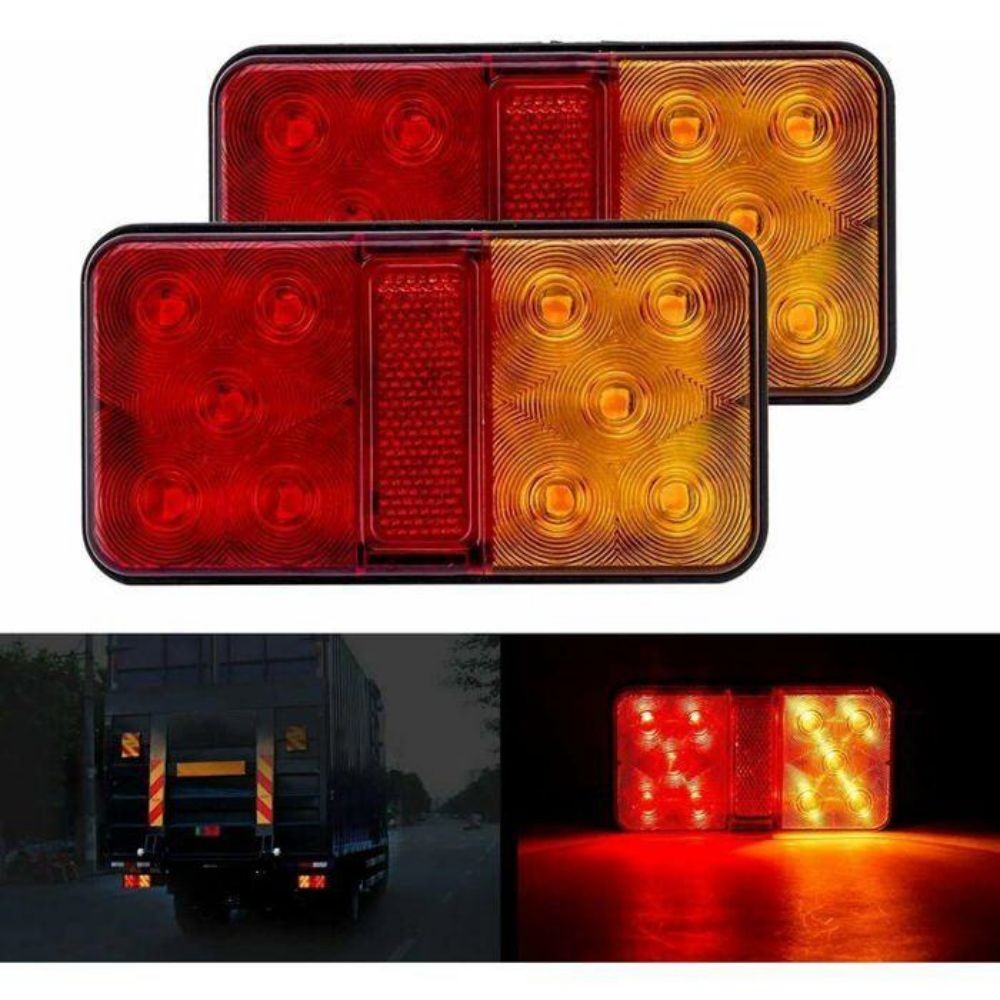 Om Home 2 luces traseras LED multifuncionales de 10-30 V, impermeables, intermitentes, para estacionamiento, para camión, remolque, caravana y tractor.