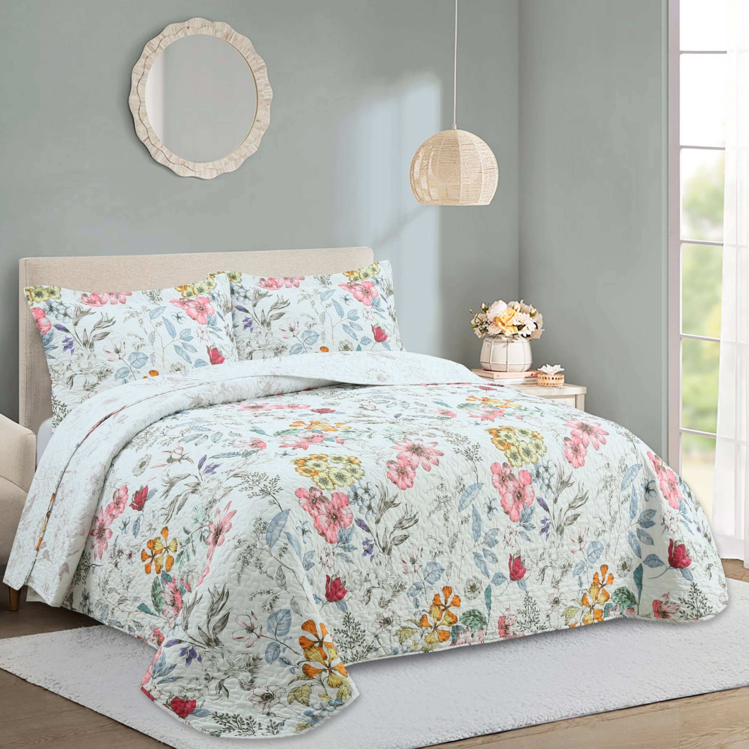 Novotextil Colcha Bouti Estampada Microfibra 100% | Colcha de Verano y Entretiempo Ligera y Transpirable | Cubrecama Reversible con 1 o 2 Fundas de Almohada | Cama 90, 105, 135, 150, 180 y 200