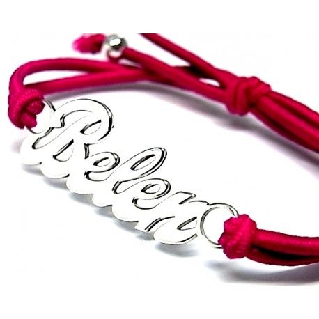 Pulsera Elástica Nombre Personalizado De Plata De Ley