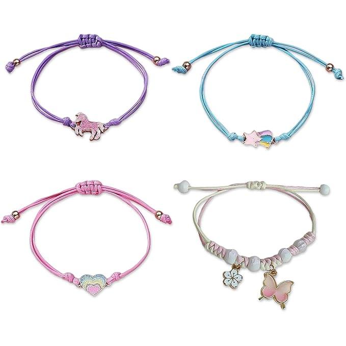 Conjunto de 4 pulseras para niña, pulsera para niño, pulsera arcoíris para niñas, pulsera de actividades para niños, pulsera para manualidades, pulsera para fiestas de cumpleaños infantiles.