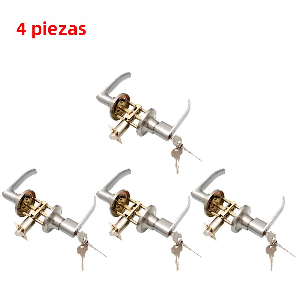 Om Home Cerradura De Manija De Puerta Con 3 Llaves Cerradura De Manilla Para Entrada Reemplazo De Perilla De Puerta Para Dormitorio Y Puerta Principal Material De Acero Inoxidable Puerta de 70-90 mm