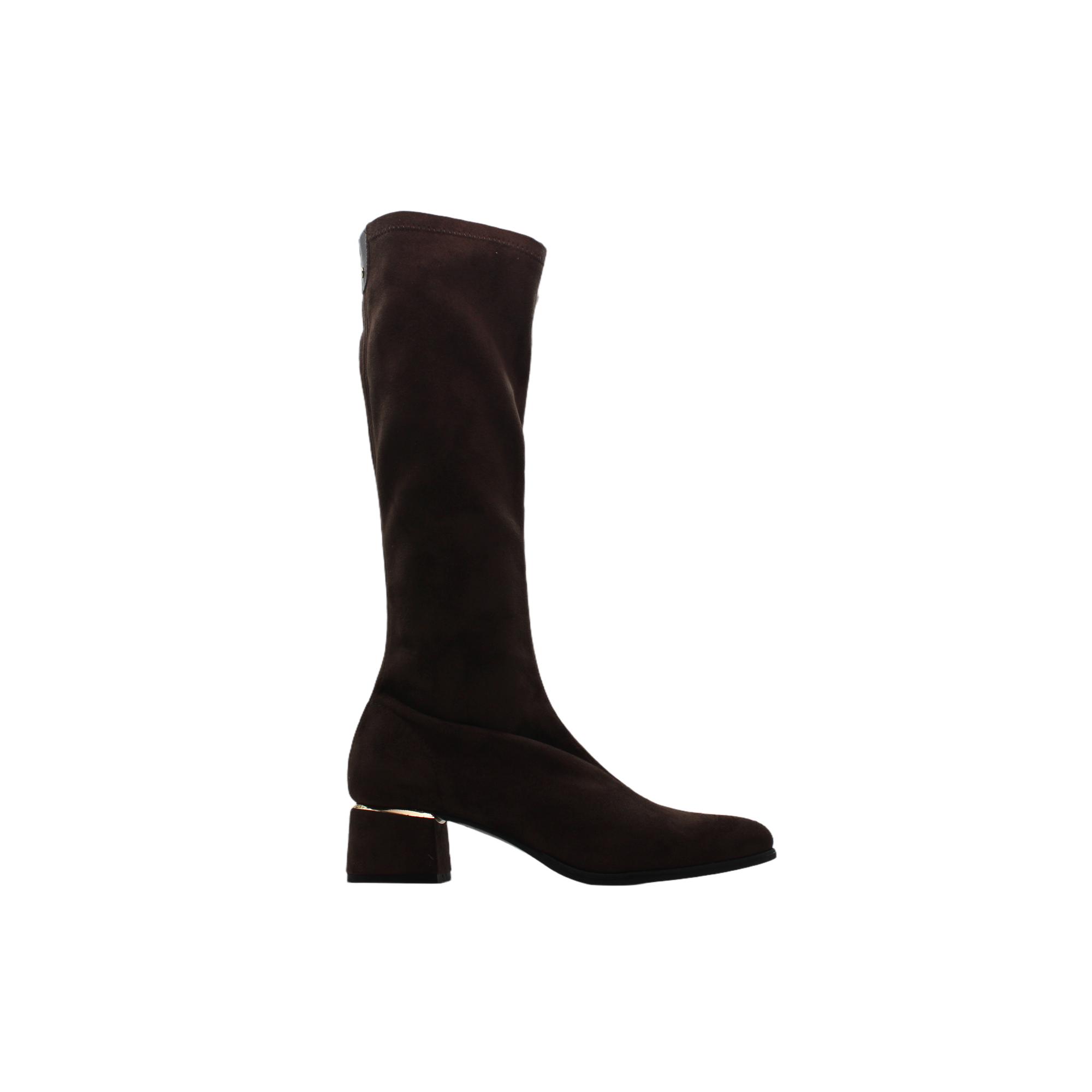 DChicas 4217 Botas calcetín de antelina, stretch, caña alta, cremallera, tacón bloque, suela de goma, para señora